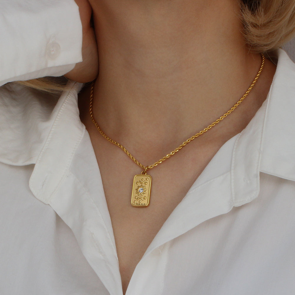 The Sun - Tarot card 18k Necklace