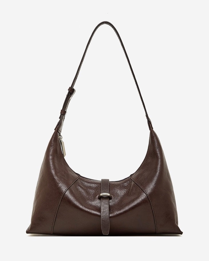 Women's Retro Crescent Genuine Leather Hobo Bag