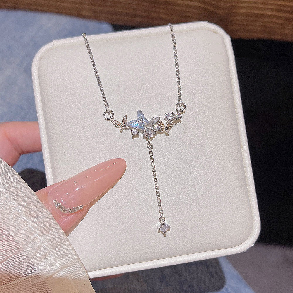 Butterfly Hanging on Stars Necklace