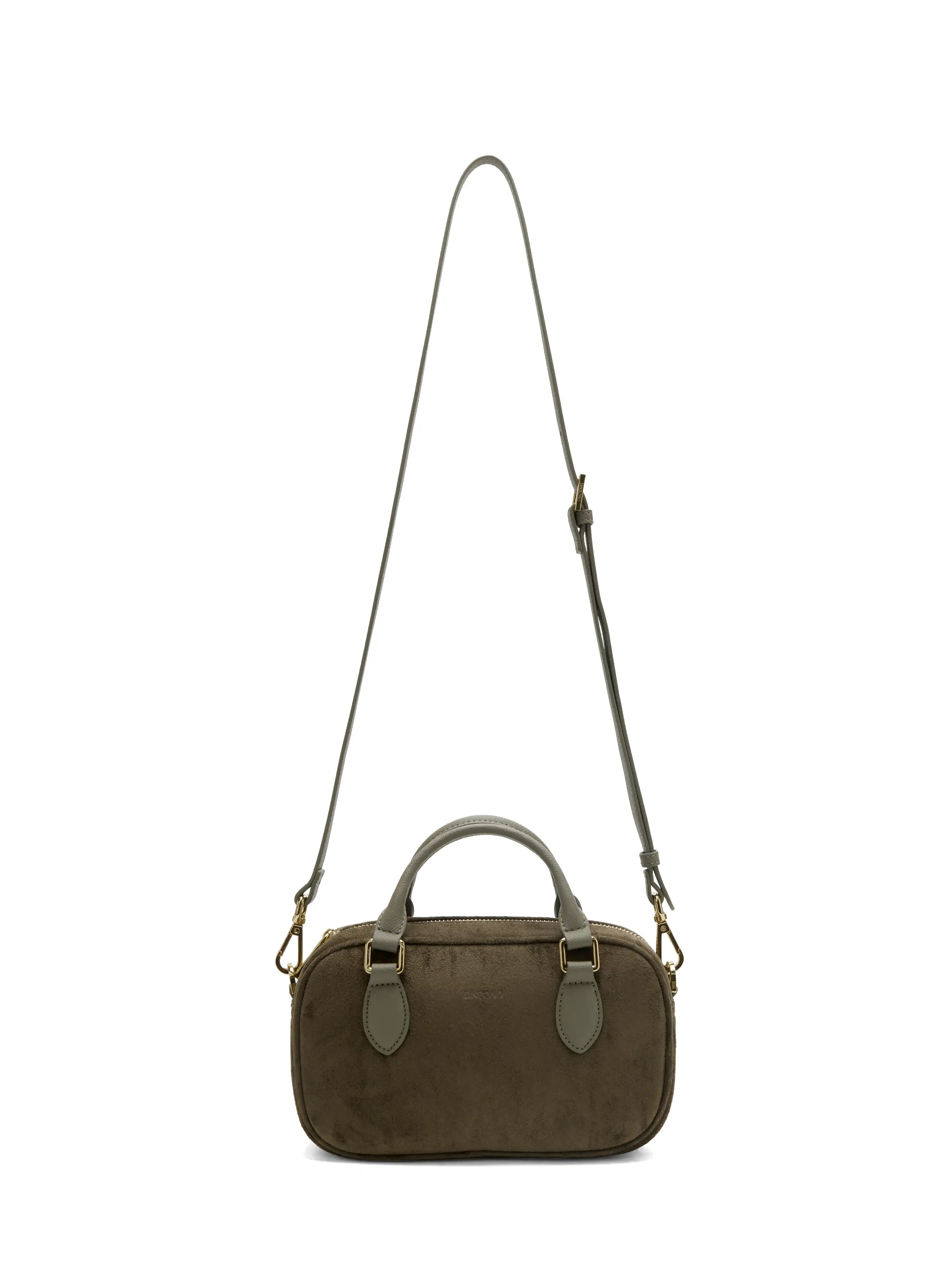 MCassandra Top Handle Crossbody Bag - Dark Green Fae Suede