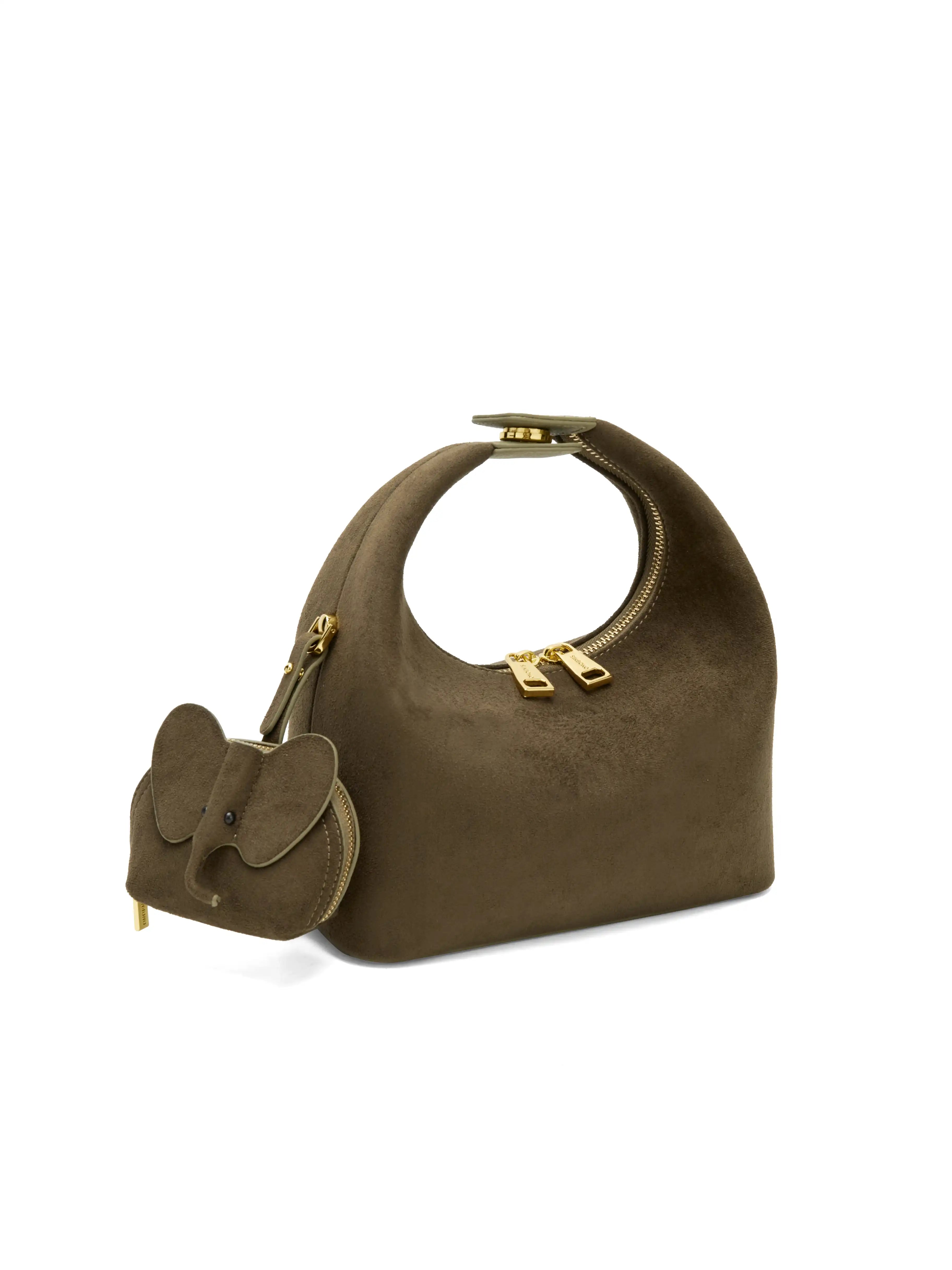 Vienna Top Handle Crossbody Bag(2.0)- Dark Green Fake Suede