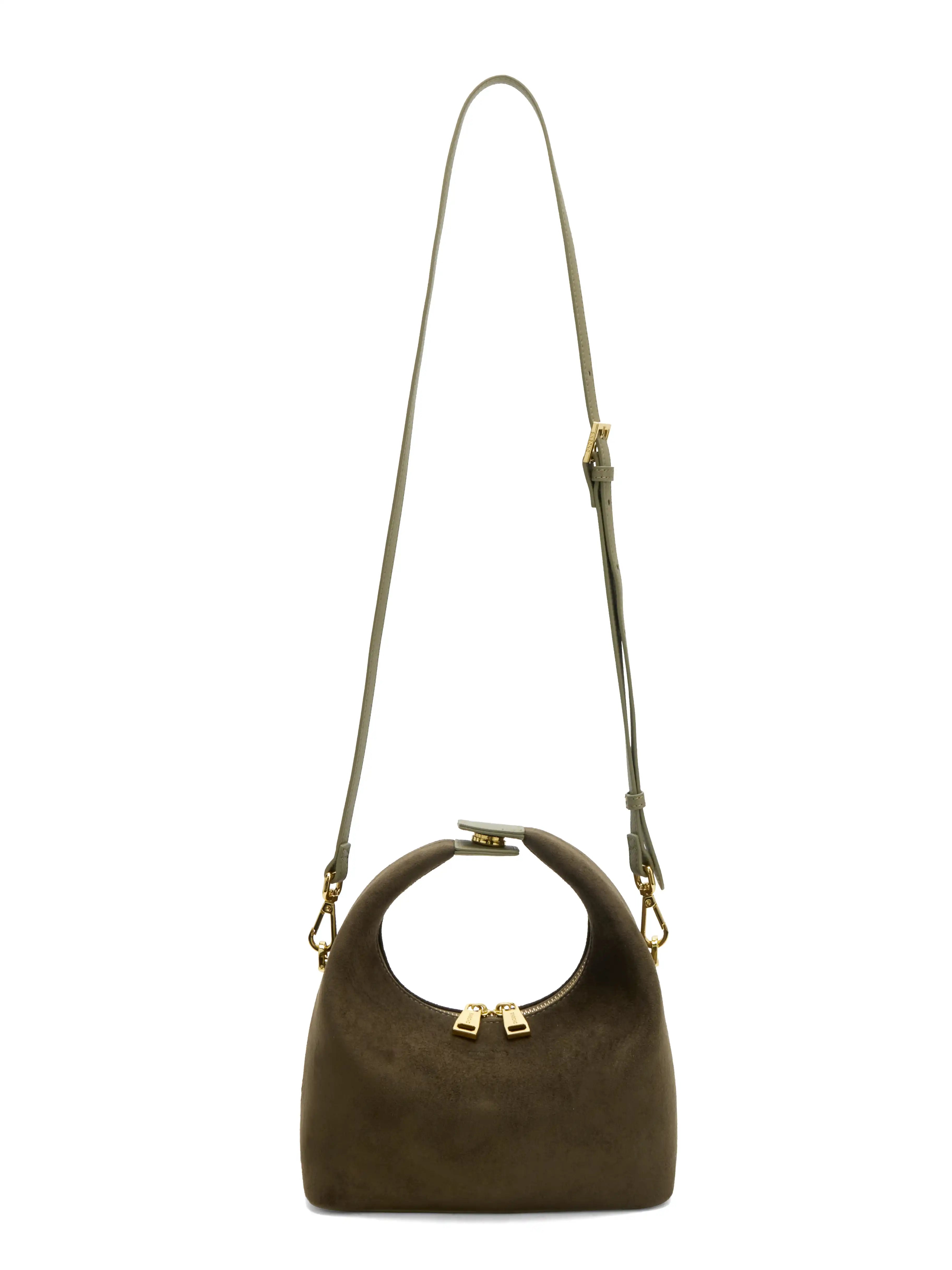 Vienna Top Handle Crossbody Bag(2.0)- Dark Green Fake Suede