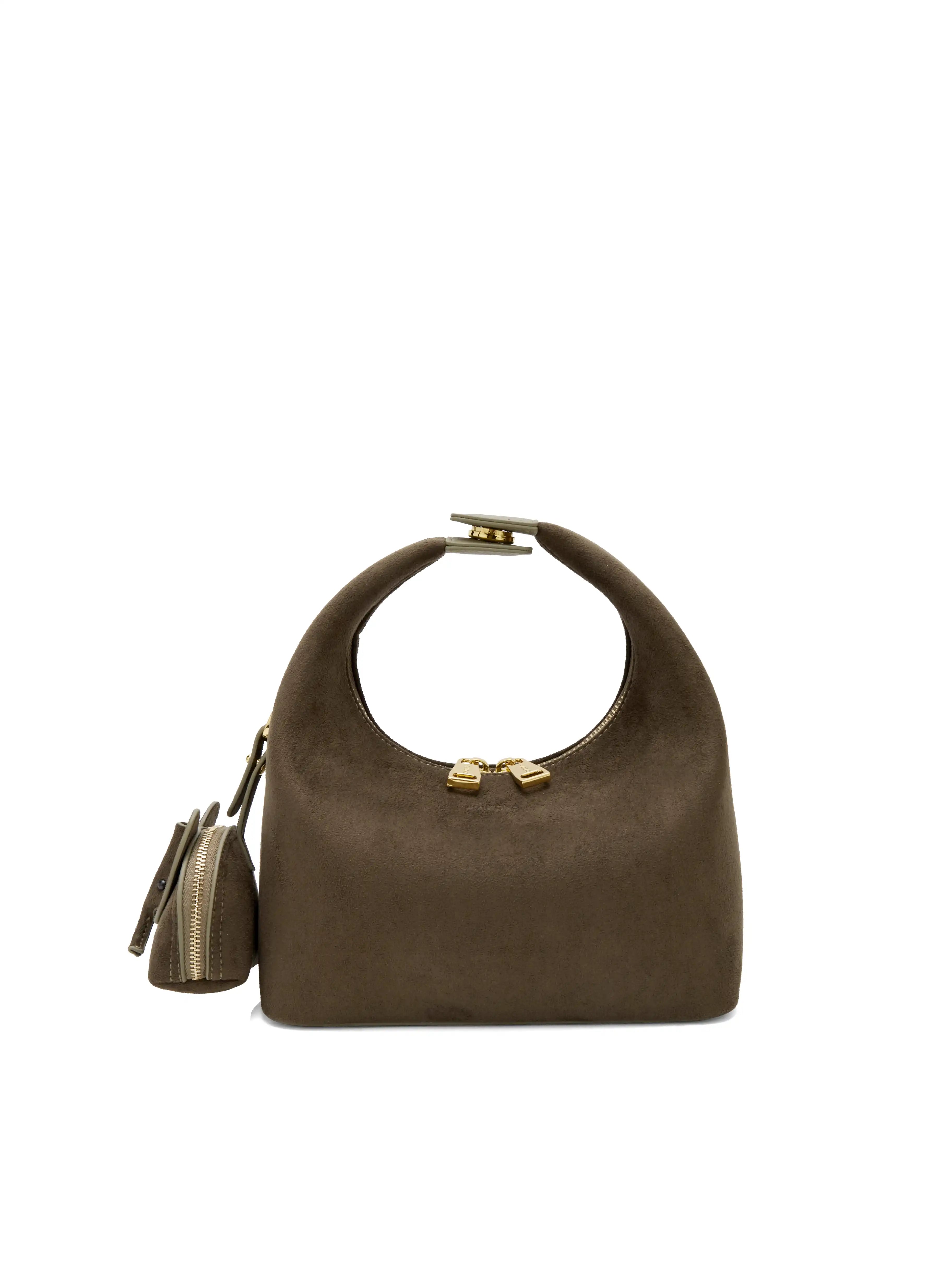 Vienna Top Handle Crossbody Bag(2.0)- Dark Green Fake Suede