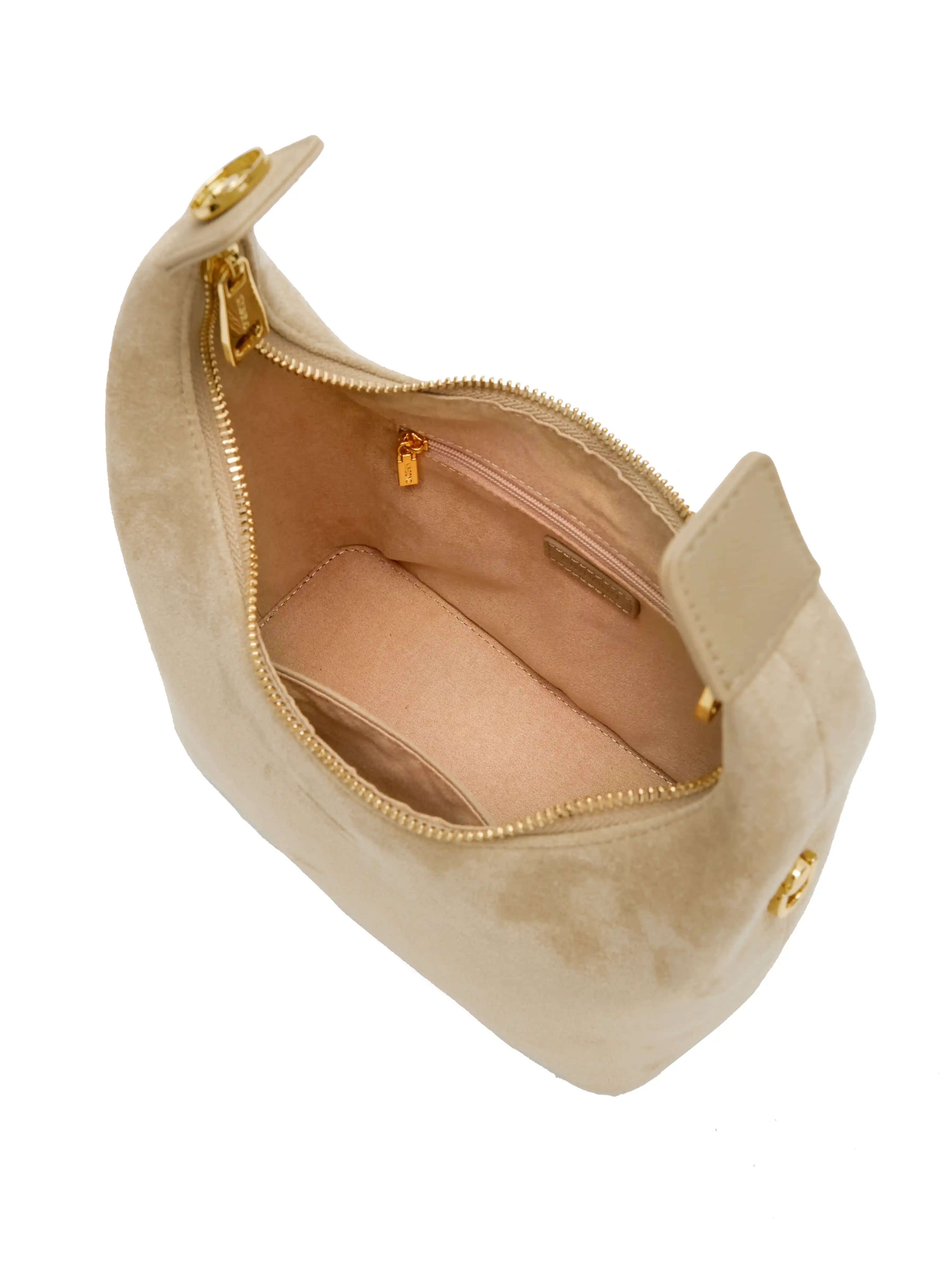 Vienna Top Handle Crossbody Bag(2.0)- Ivory Fake Suede