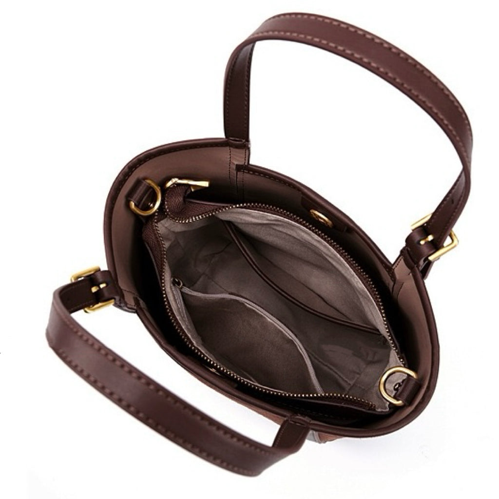 Women's Amber Suede Leather Bucket Satchel