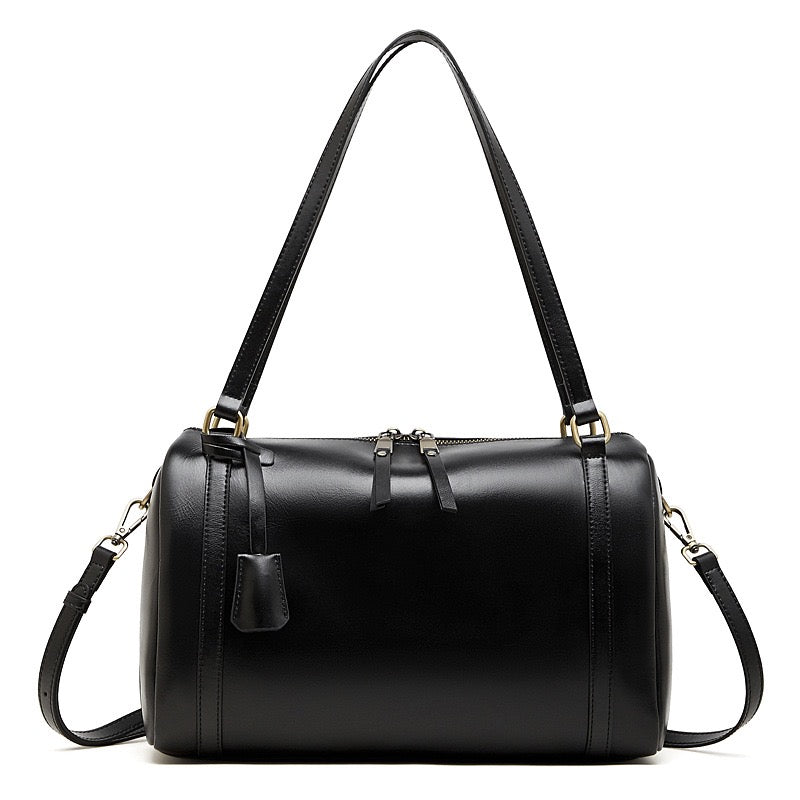 Women's Chestnut Barrel Leather Crossbody Satchel