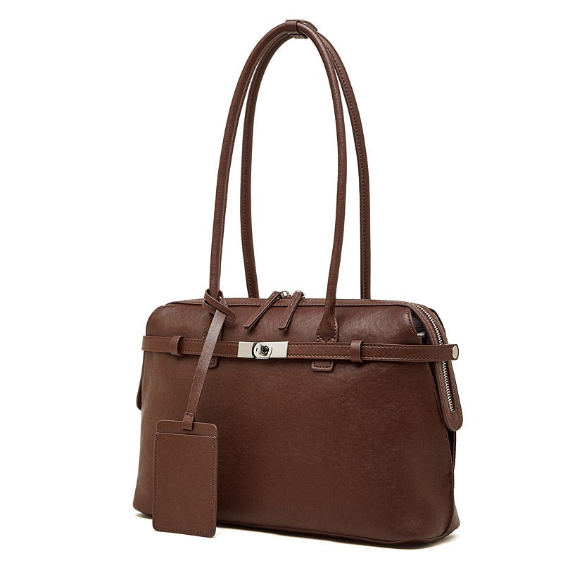 Women's Eclipse Genuine Leather Structured Tote Bag