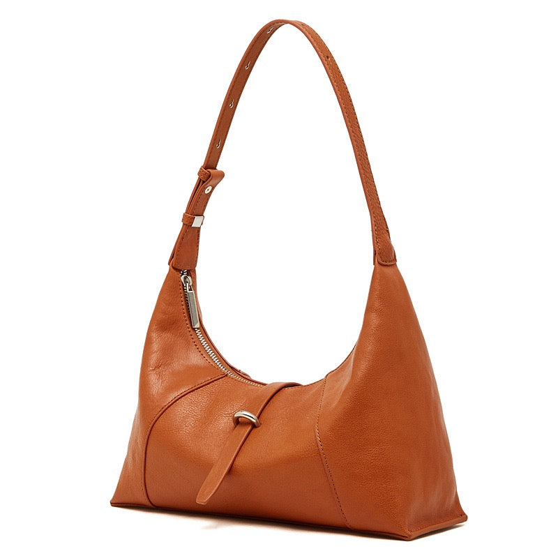 Women's Retro Crescent Genuine Leather Hobo Bag
