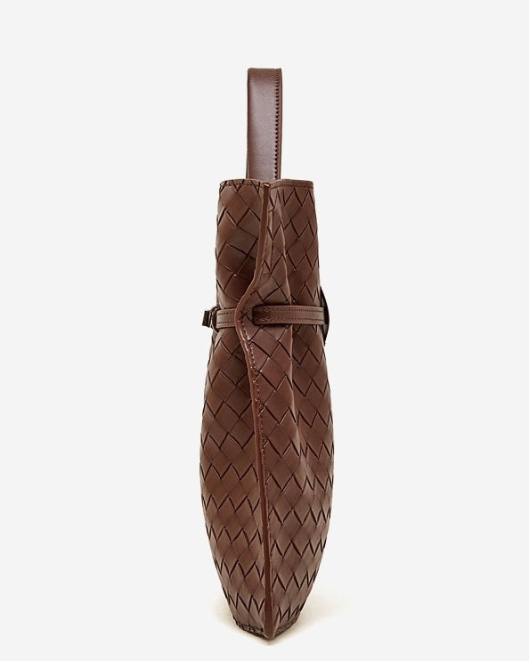 Women's Noir Woven Leather Buckle Tote Bag