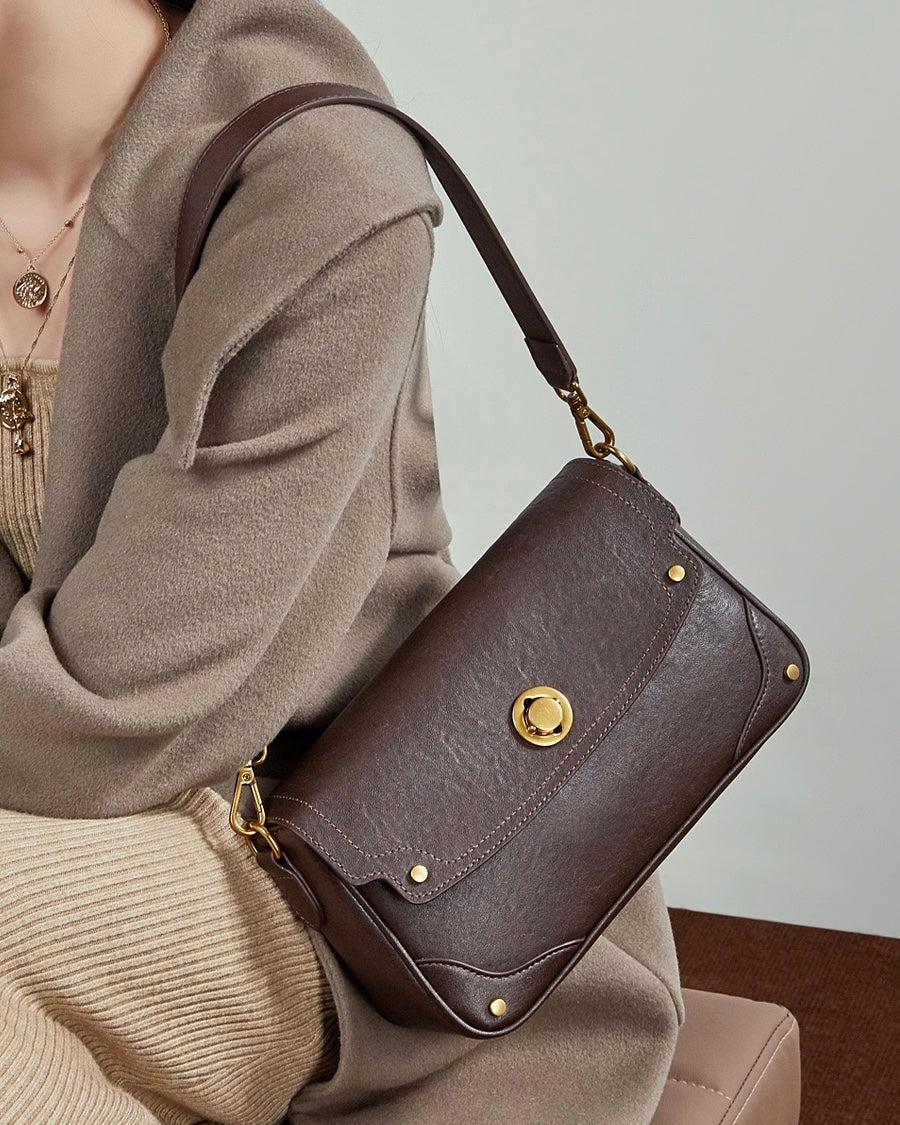 Women's Eclipse Ash Genuine Leather Buckle Crossbody Bag