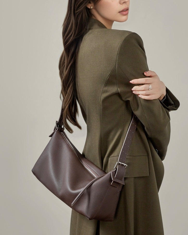 The Origami Asymmetric Genuine Leather Bag - Versatile 2-Way Carry Shoulder Purse