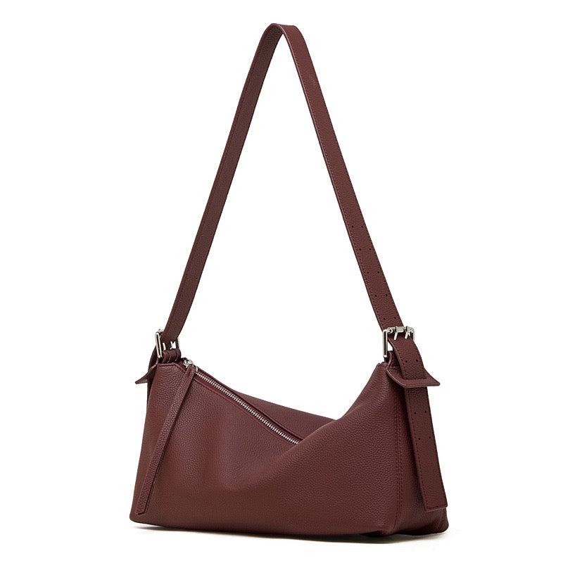 The Origami Asymmetric Genuine Leather Bag - Versatile 2-Way Carry Shoulder Purse