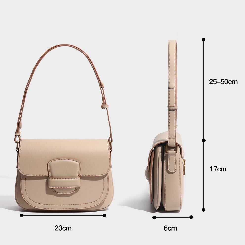 Women's Contour Stitch Genuine Leather Saddle Bag