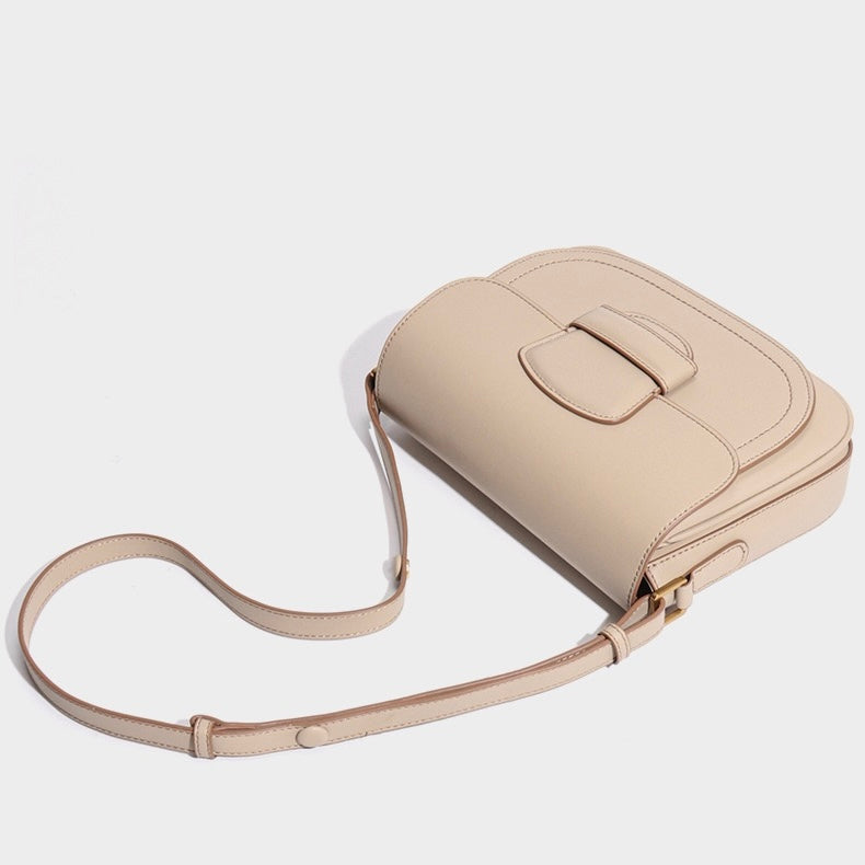 Women's Contour Stitch Genuine Leather Saddle Bag