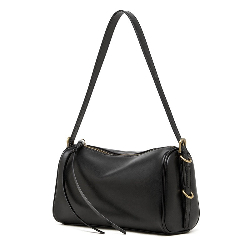 The Modern Cylinder Genuine Leather Bag - Versatile 2-Way Carry Barrel Purse