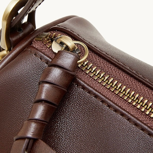 The Modern Cylinder Genuine Leather Bag - Versatile 2-Way Carry Barrel Purse
