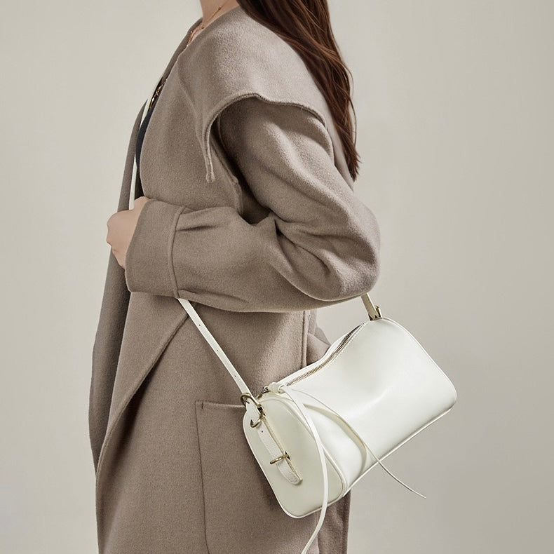 The Modern Cylinder Genuine Leather Bag - Versatile 2-Way Carry Barrel Purse