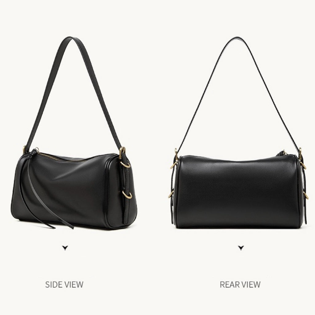 The Modern Cylinder Genuine Leather Bag - Versatile 2-Way Carry Barrel Purse