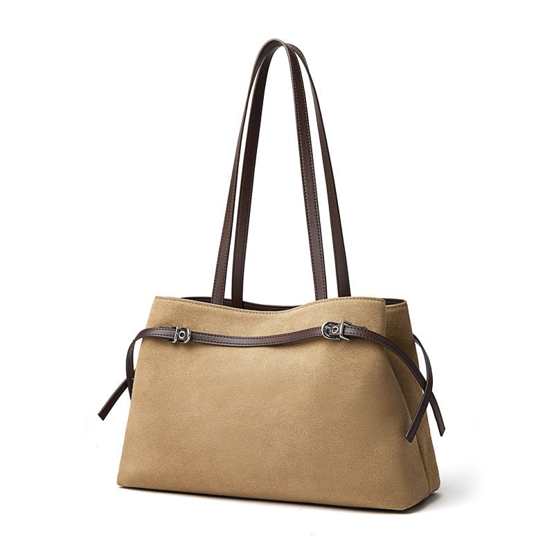 Retro Suede Large Capacity Genuine Leather Shoulder Bag