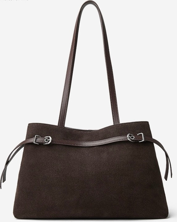 Retro Suede Large Capacity Genuine Leather Shoulder Bag