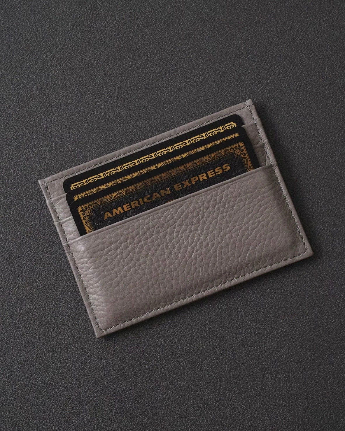 Ultra-Slim Pebbled Leather Card Holder with ID Window