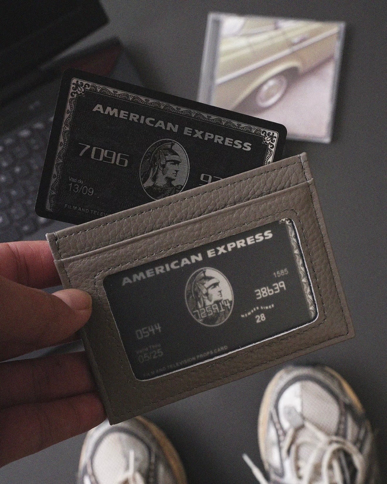 Ultra-Slim Pebbled Leather Card Holder with ID Window