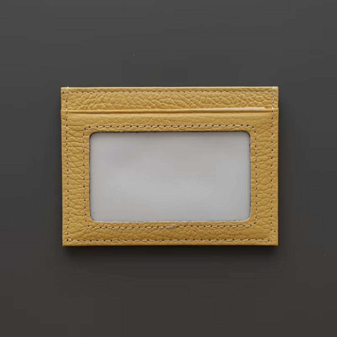 Ultra-Slim Pebbled Leather Card Holder with ID Window
