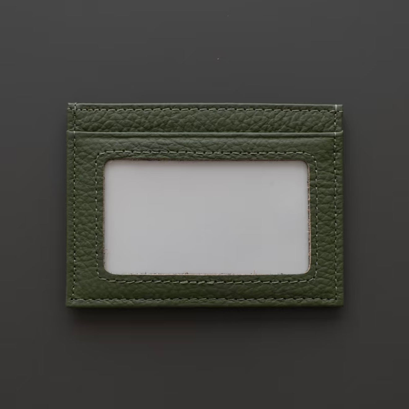Ultra-Slim Pebbled Leather Card Holder with ID Window