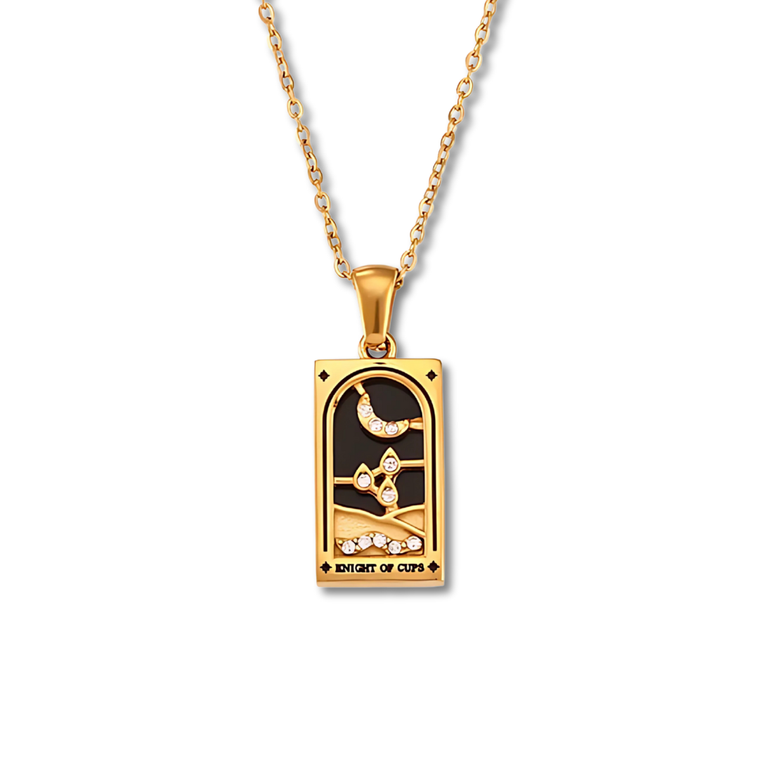 Knight of Cups - Tarot card Dainty 18k Necklace with Enamel