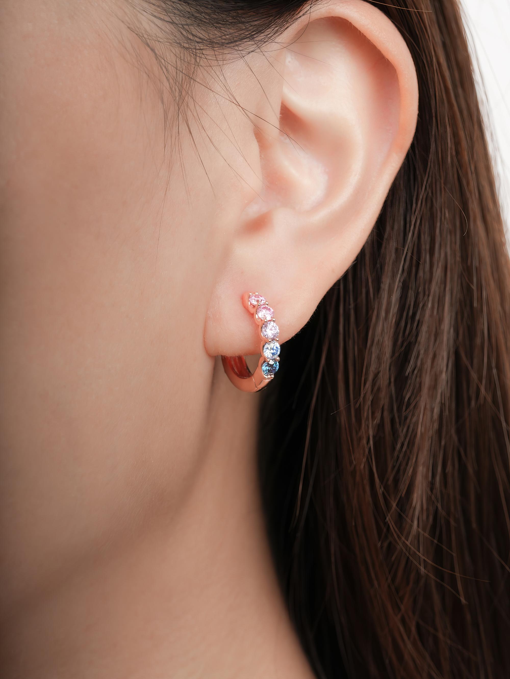 Lilac Sunset Moissanite Reversible Huggie Earrings
