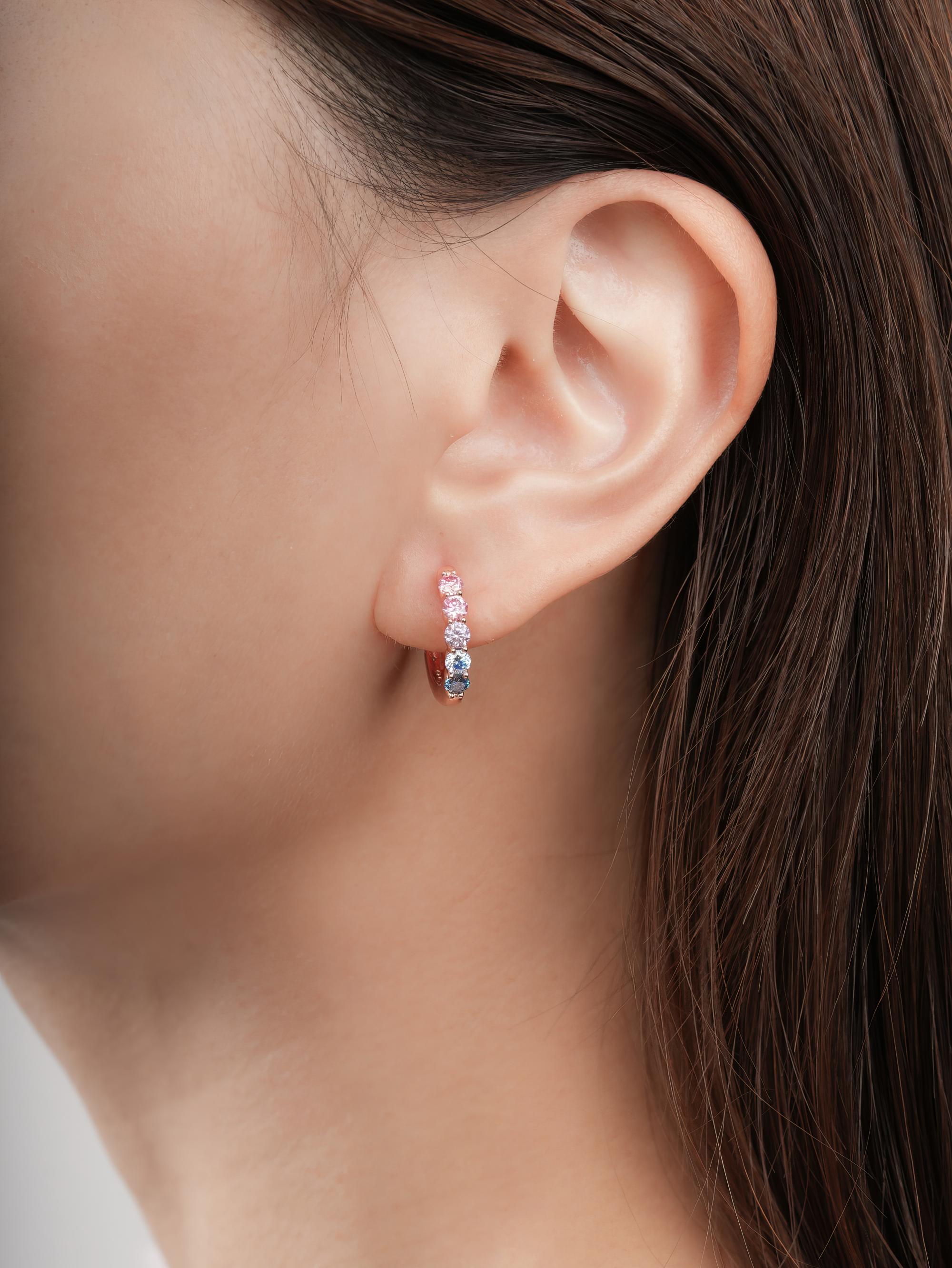 Lilac Sunset Moissanite Reversible Huggie Earrings