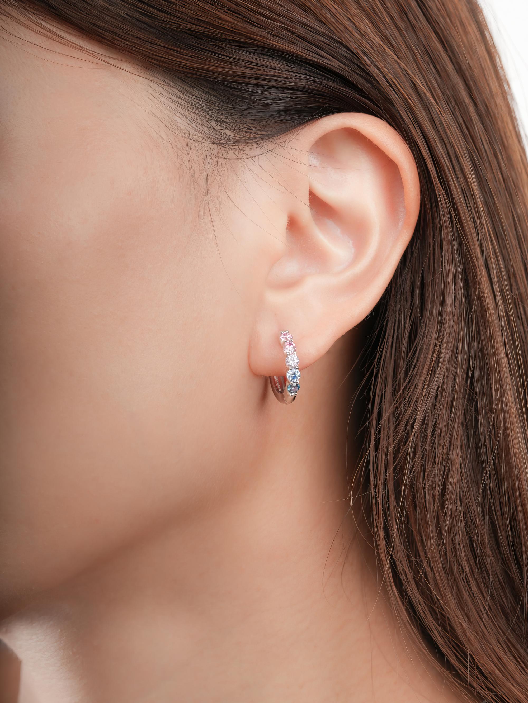 Lilac Sunset Moissanite Reversible Huggie Earrings