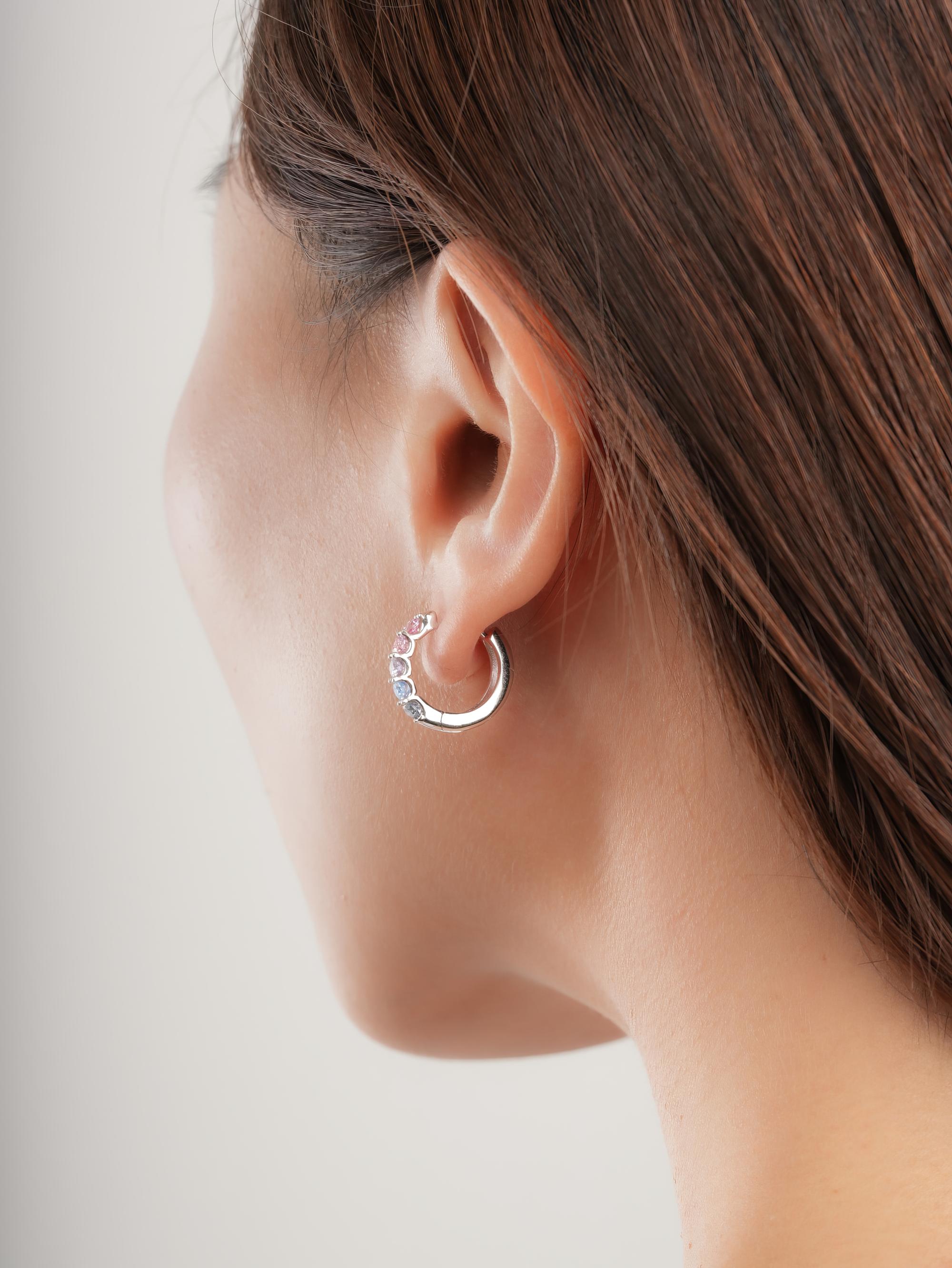 Lilac Sunset Moissanite Reversible Huggie Earrings