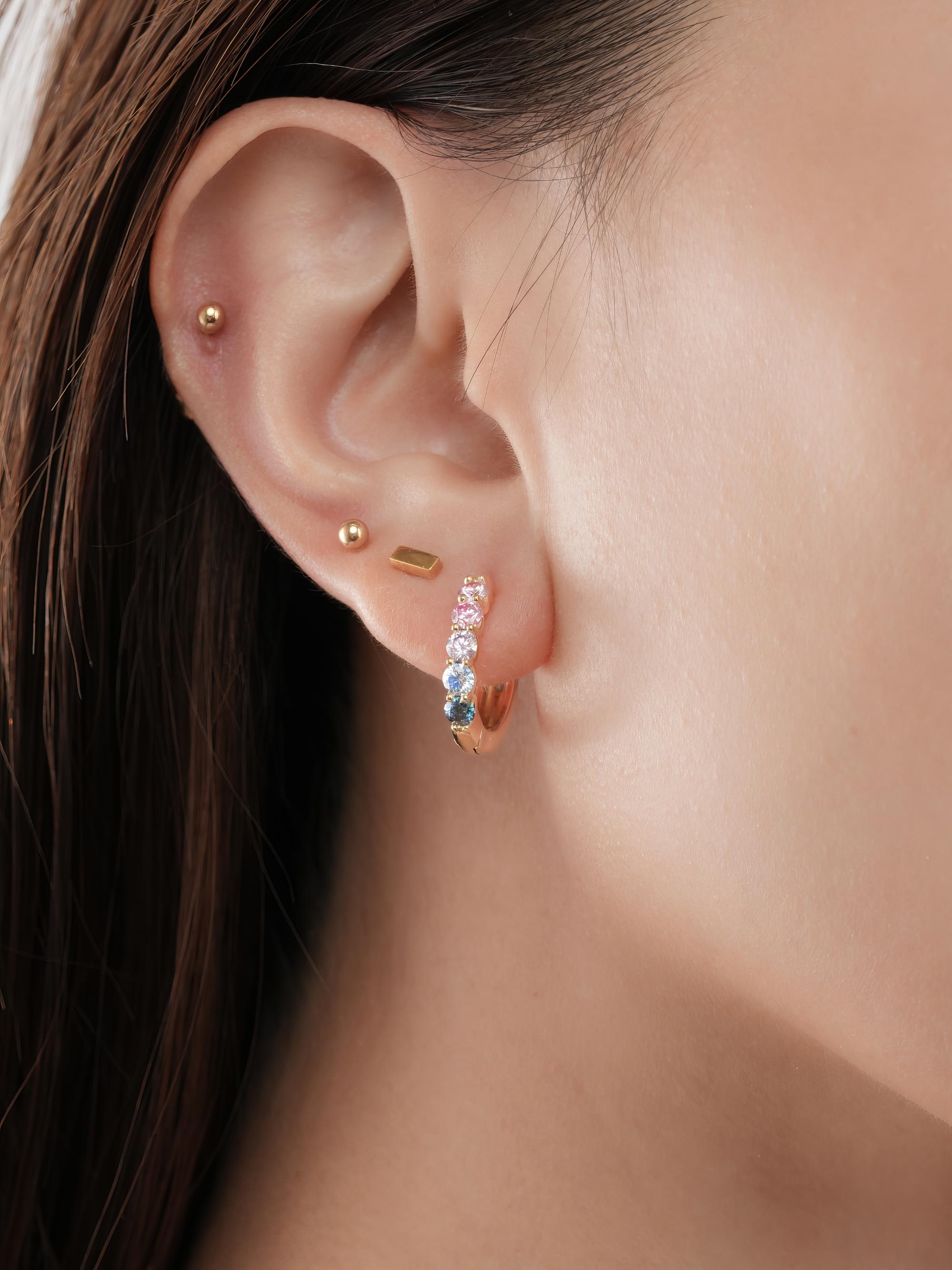 Lilac Sunset Moissanite Reversible Huggie Earrings