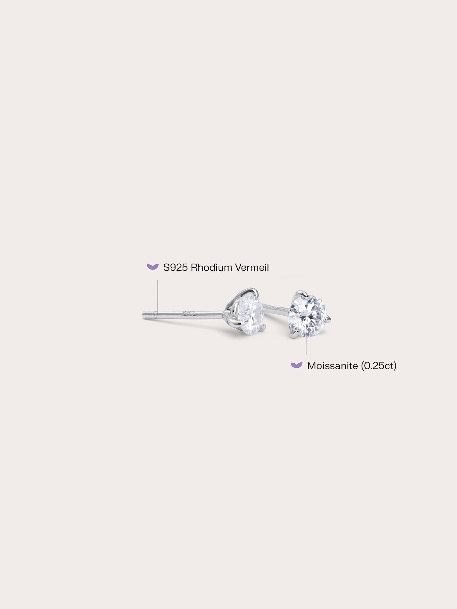 Martini Moissanite Stud Earrings (0.25ct)