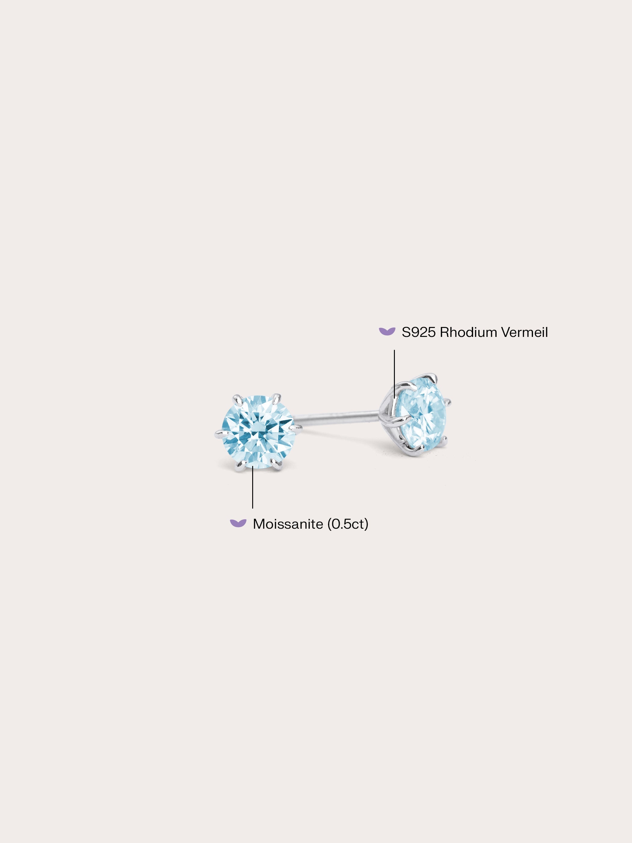 Glacier Blue Moissanite Stud Earrings (0.5ct)