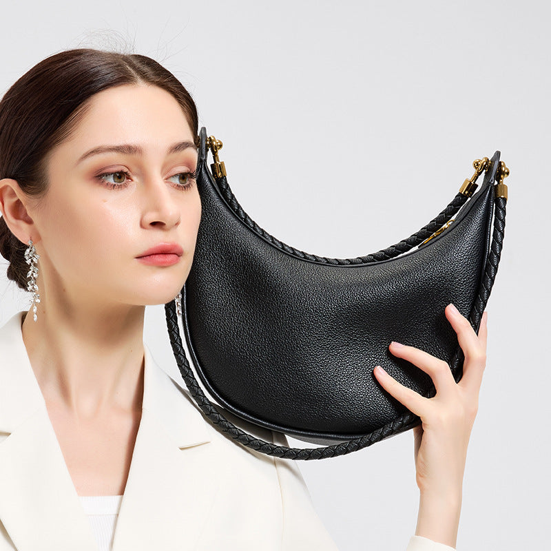 Artisanal Dual-Woven Hobo Shoulder Genuine Leather Bag