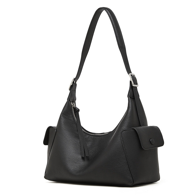 The Velvet Horizon Genuine Leather Tote Bag with Structured Silhouette