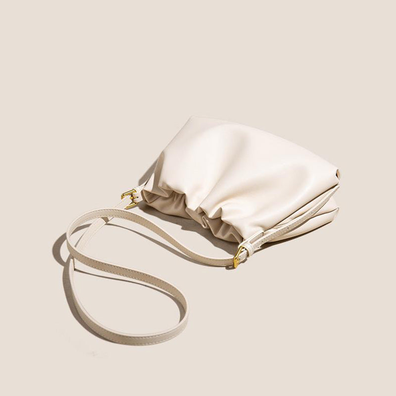 The Cloud Ripple Ruched Genuine Leather Cloud Clutch Bag