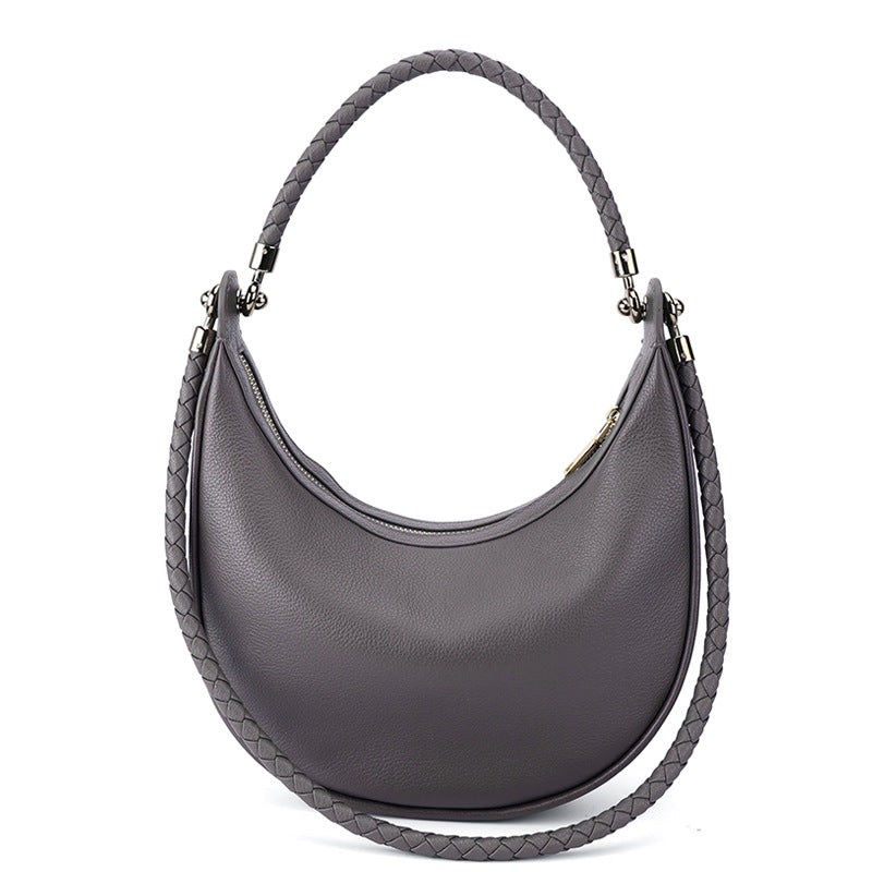 Artisanal Dual-Woven Hobo Shoulder Genuine Leather Bag