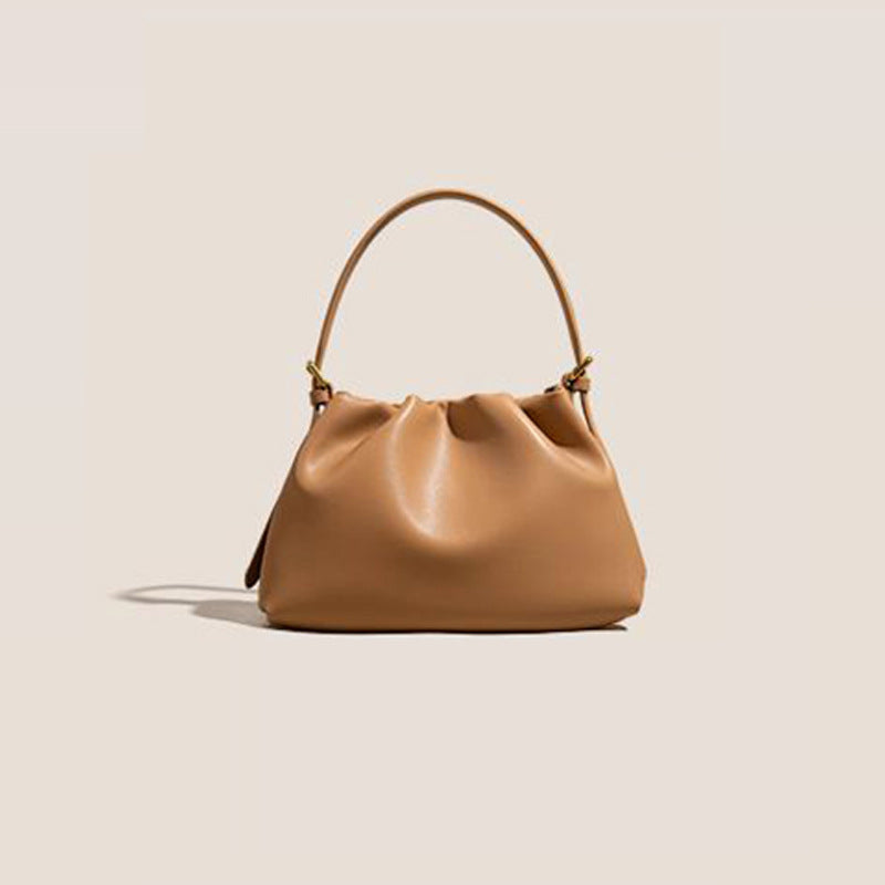 The Cloud Ripple Ruched Genuine Leather Cloud Clutch Bag