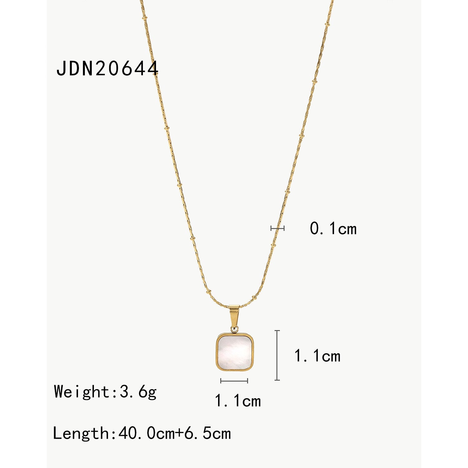 Square Mother-of-Pearl Pendant Necklace