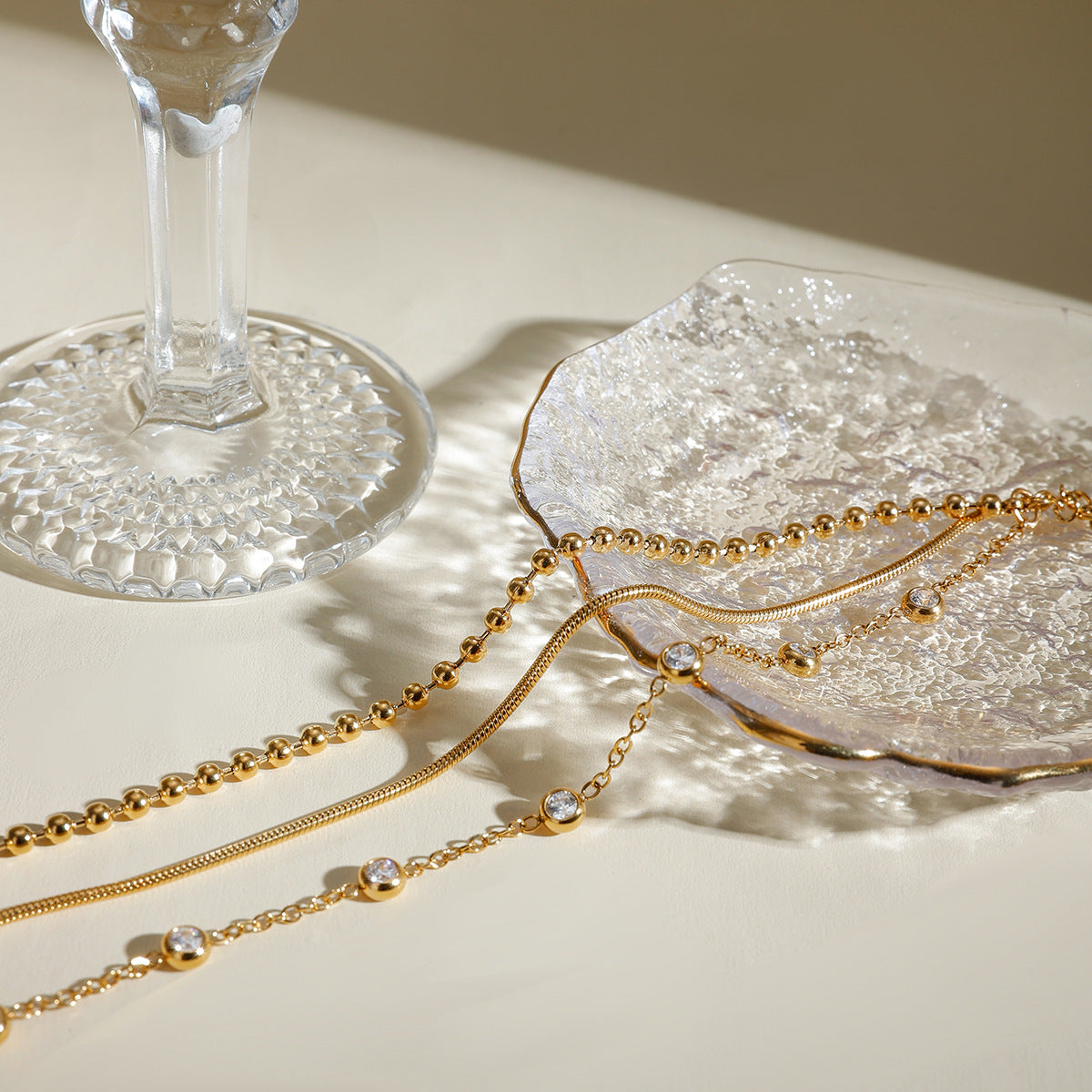 18K Gold-Plated Stainless Steel Multi-Layer Bracelet