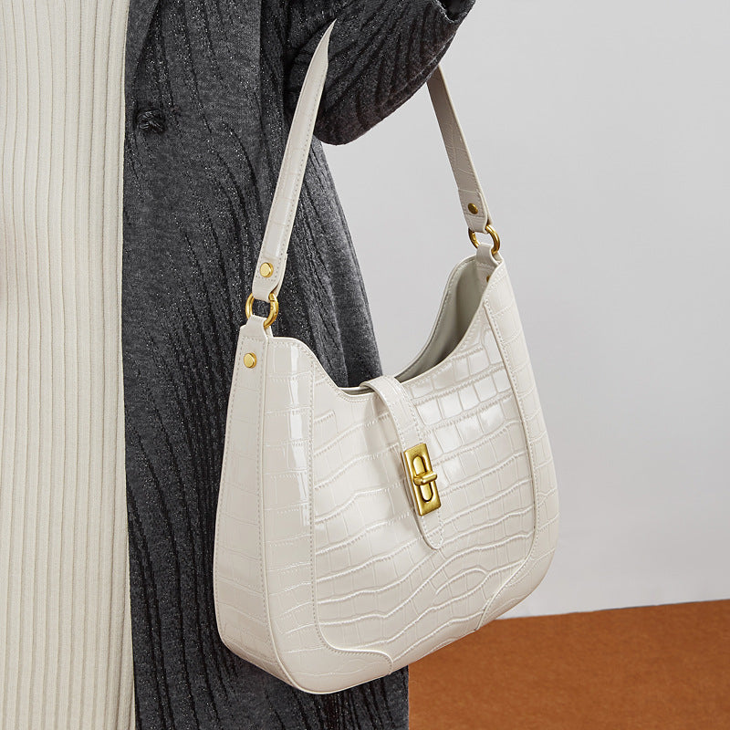 The Metropolitan Glam Croc-Embossed Leather Hobo Bag with Detachable Pouch