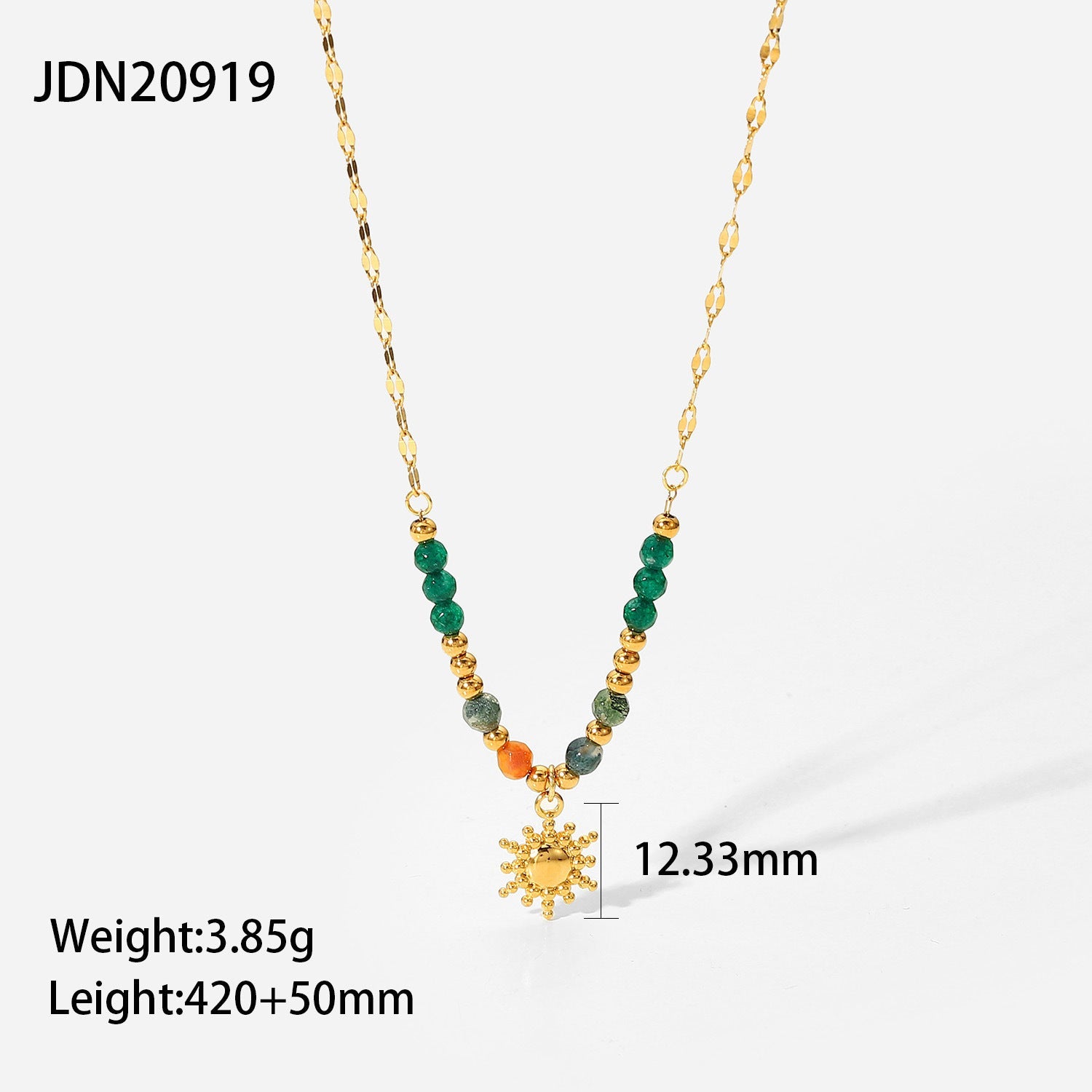 Sun Pendant Natural Stone Beaded Necklace