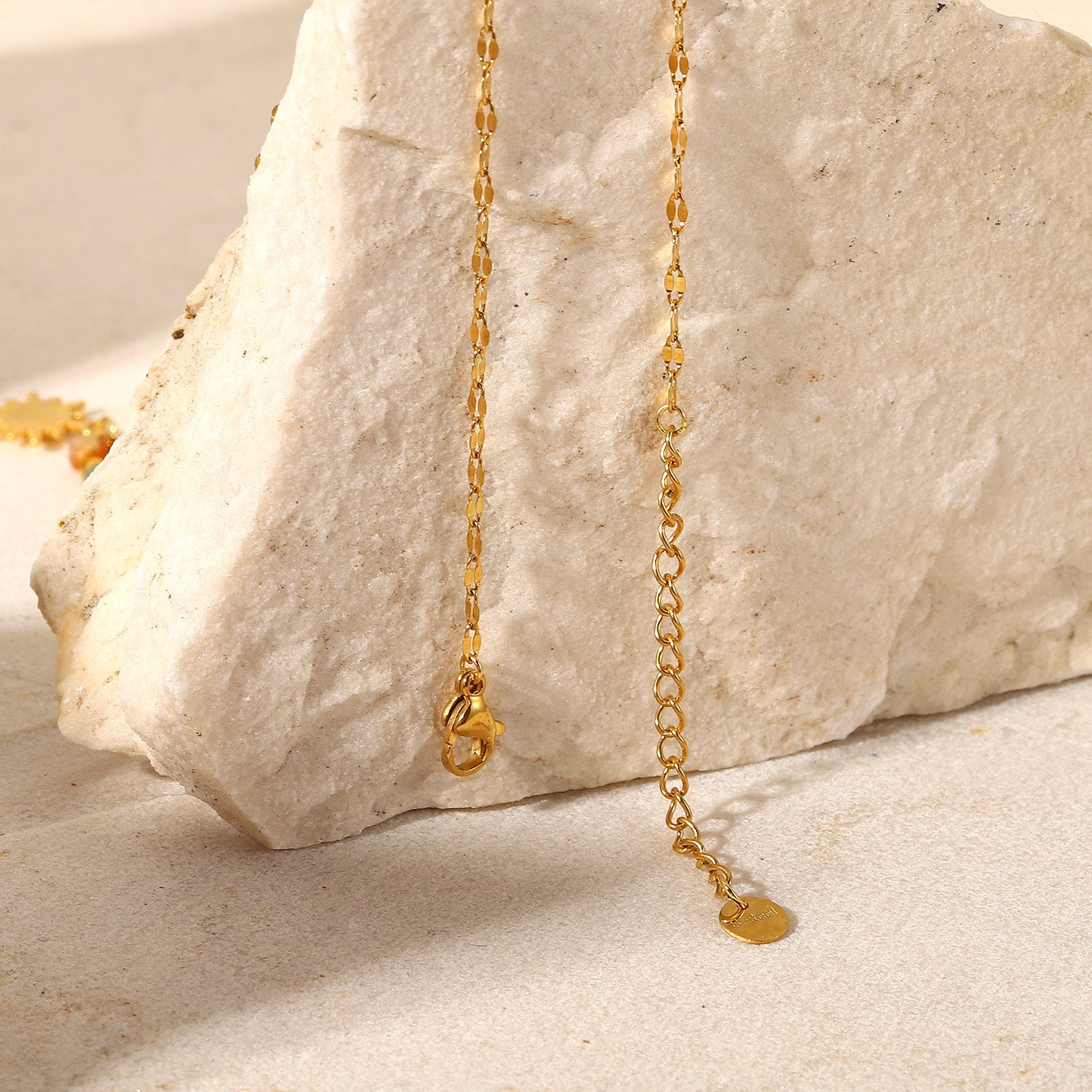 Sun Pendant Natural Stone Beaded Necklace