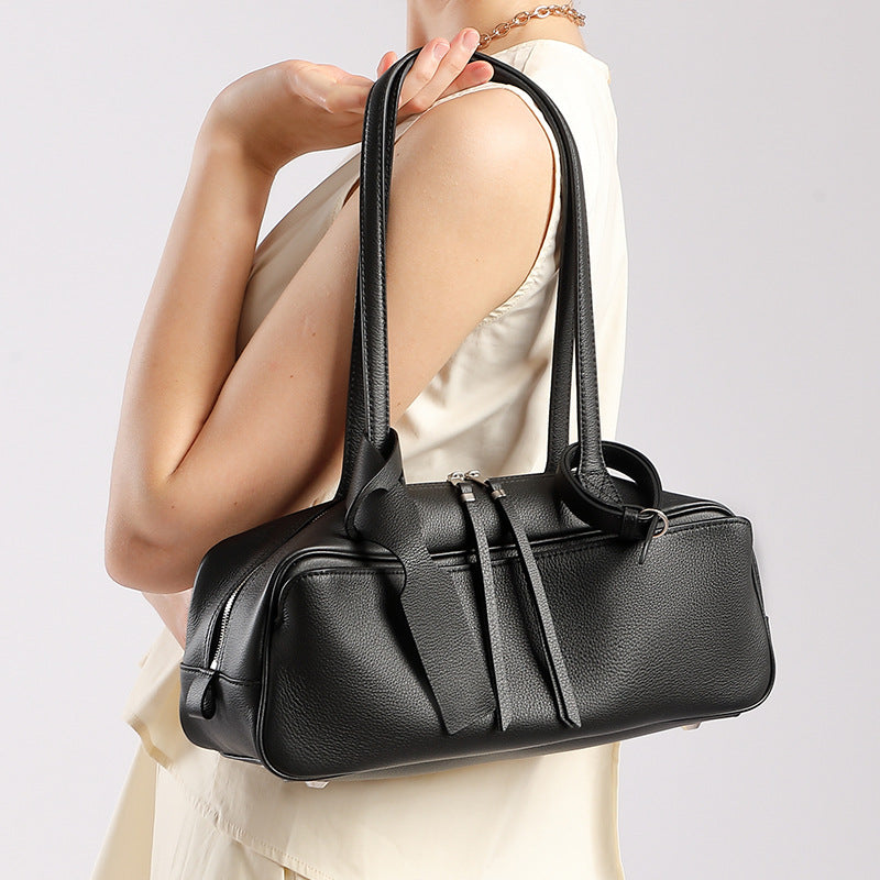 Women's Genuine Pebbled Leather Shoulder Handbag