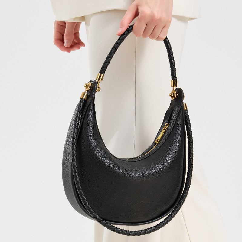 Artisanal Dual-Woven Hobo Shoulder Genuine Leather Bag