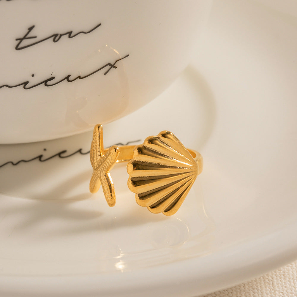 Ocean Series Starfish & Shell Ring