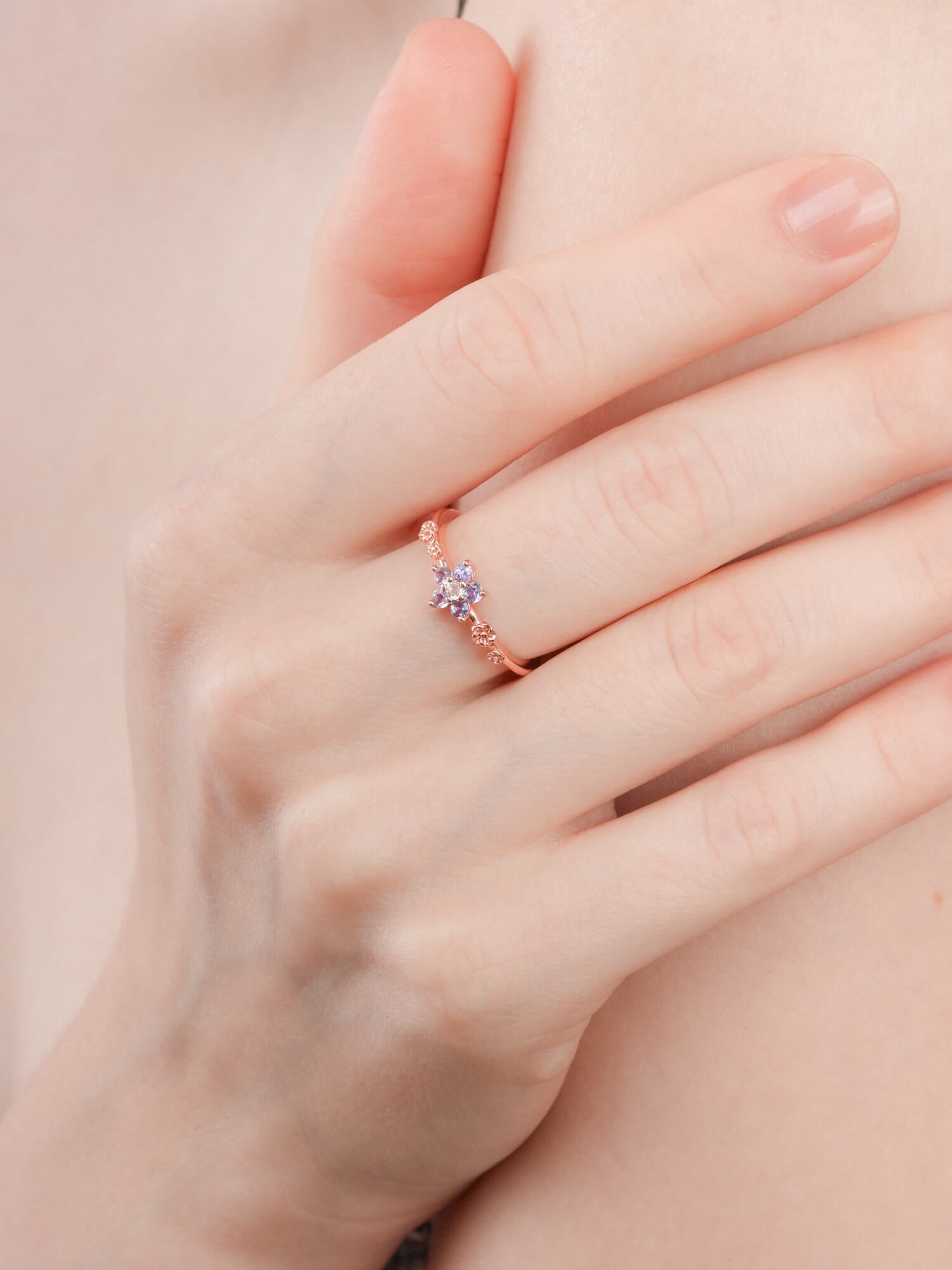 Periwinkle Blossom Ring - Tanzanite